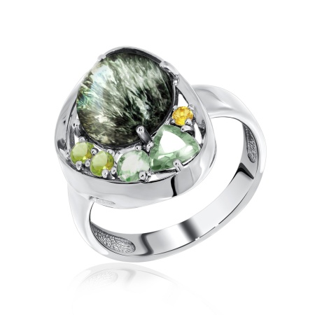 Купить оптом кольцо из серебра с ситаллом, серафинитом и фианитами 1340921170 от Krasnoe