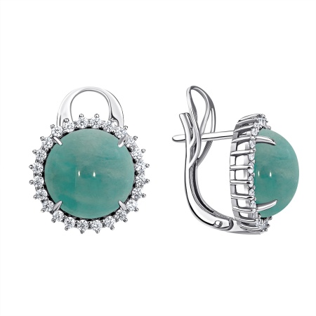 Купить оптом серьги из серебра с амазонитами и фианитами 2340371977 от Krasnoe