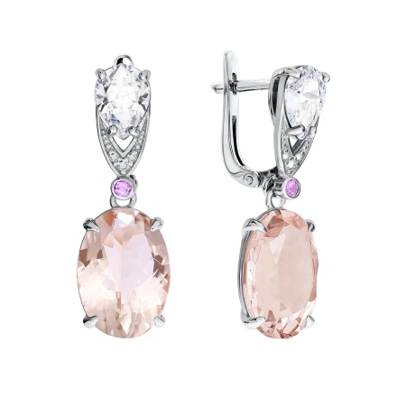 Купить оптом серьги из серебра с ситаллами, нанокристаллами и фианитами 2340880349л-36 от Krasnoe