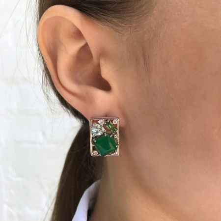 Купить оптом серьги из серебра с агатами и фианитами 2340391177-60 от Krasnoe