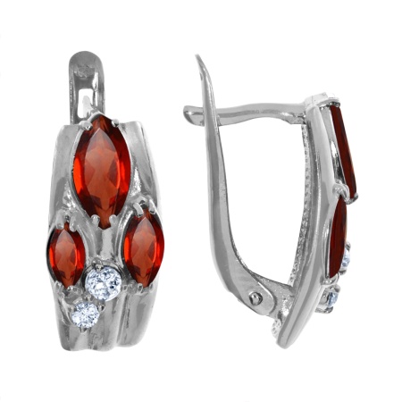 Купить оптом серьги из серебра с фианитами и гранатами 3937012467 от Krasnoe