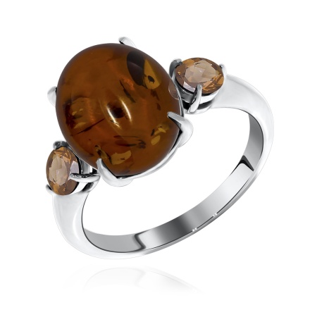 Купить оптом кольцо из серебра с янтарём и фианитами 1340860367 от Krasnoe