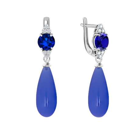 Купить оптом серьги из серебра с халцедонамисо шпинелью и фианитами 2340874654-8 от Krasnoe