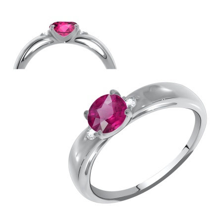 Купить оптом кольцо из серебра с натуральным корундом и фианитами 1340220259-37 от Krasnoe