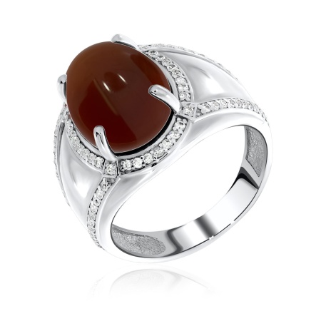 Купить оптом кольцо из серебра с агатом и фианитами 1340390989л-31 от Krasnoe