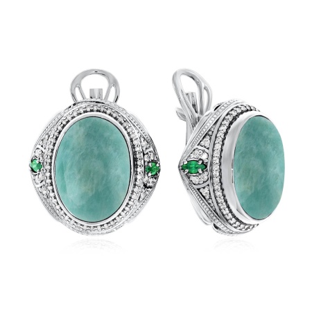 Купить оптом серьги из серебра с амазонитами и фианитами 2310370960л-60 от Krasnoe