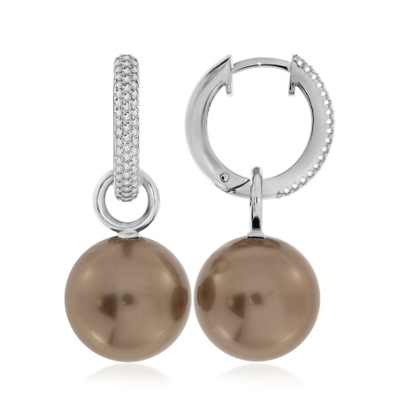 Купить оптом серьги из серебра с жемчугами и фианитами 2340241184л-42 от Krasnoe