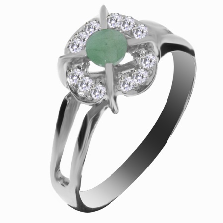 Купить оптом кольцо из серебра с изумрудом и фианитами 1R421260 от Krasnoe