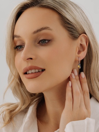 Купить оптом серьги из серебра с фианитами и ситаллами 2348875314-53 от Krasnoe