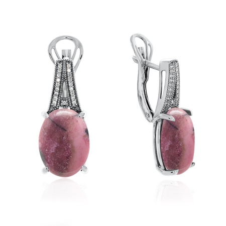 Купить оптом серьги из серебра с родонитами и фианитами 2340453537л от Krasnoe