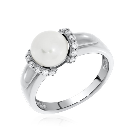 Купить оптом кольцо из серебра с жемчугом 1340050820-1 от Krasnoe