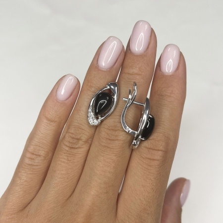 Купить оптом серьги из серебра с агатами и фианитами 2340392364-20 от Krasnoe