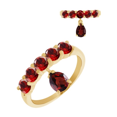 Купить оптом кольцо из серебра с гранатами 1320151712 от Krasnoe