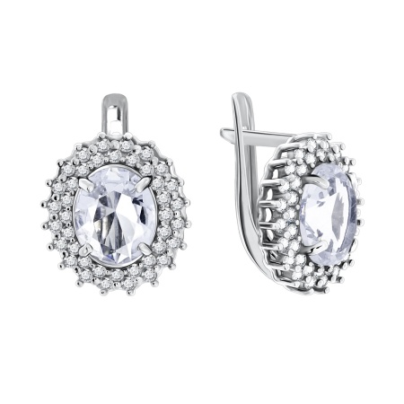 Купить оптом серьги из серебра с кристалл ювелирныйами, кристалл ювелирныйами и фианитами 2340290145л от Krasnoe