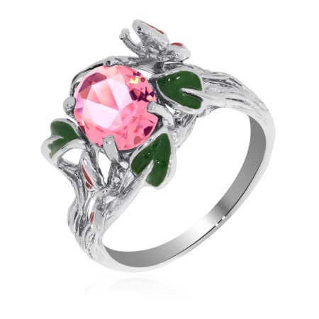 Купить оптом кольцо из серебра с фианитомс эмалью 1340640163-3 от Krasnoe