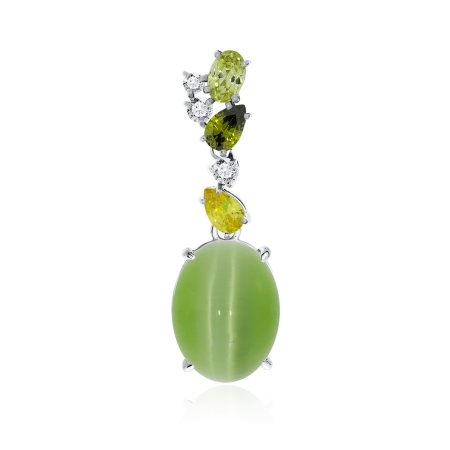 Купить оптом подвеска из серебра с кошачий глазом и фианитами 3340260879-60 от Krasnoe