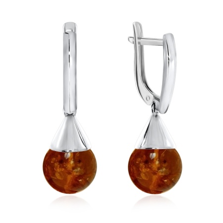 Купить оптом серьги из серебра с янтарём 2340480868 от Krasnoe