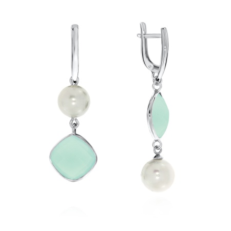 Купить оптом серьги из серебра с жемчугами и агатами 2340392906-61 от Krasnoe