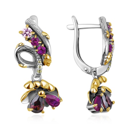 Купить оптом серьги из серебра с ситаллами и фианитами 2317872129л-107 от Krasnoe