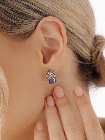 Купить оптом серьги из серебра с чароитами 2317461367 от Krasnoe