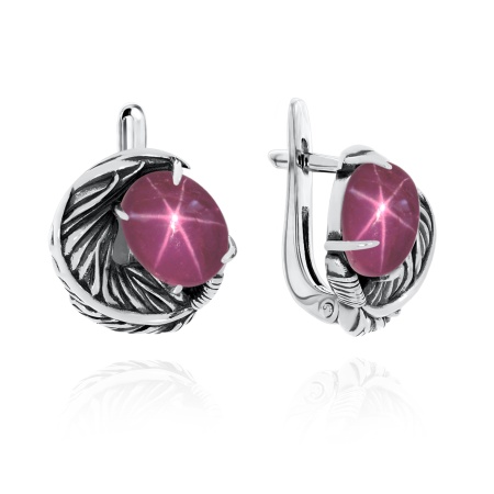 Купить оптом серьги из серебра с рубинами звездчатыми 2310941601-3 от Krasnoe