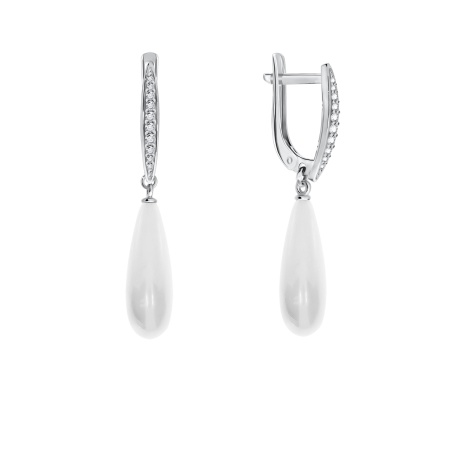 Купить оптом серьги из серебра с жемчугами и фианитами 2340240336л от Krasnoe