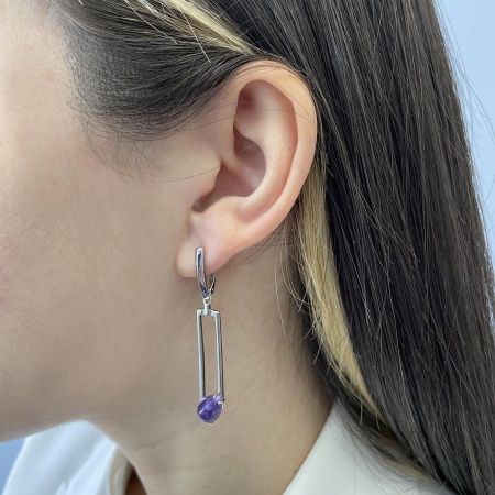 Купить оптом серьги из серебра с чароитами 2340461516 от Krasnoe