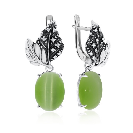 Купить оптом серьги из серебра с кошачий глазами и фианитами 2310262267-60 от Krasnoe