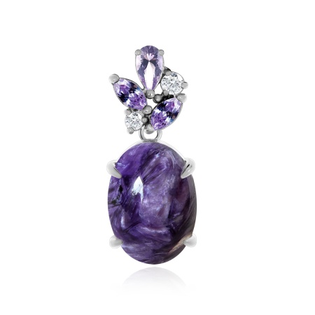 Купить оптом подвеска из серебра с чароитом и фианитами 3340460886-92 от Krasnoe