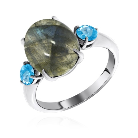 Купить оптом кольцо из серебра с лабрадоритом и бриллианитами 1340Л20367-70 от Krasnoe