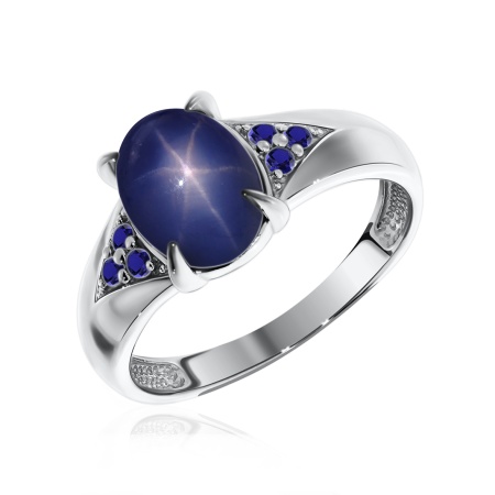 Купить оптом кольцо из серебра с сапфир звездчатыйом и наносапфирами 1340940372л-82 от Krasnoe