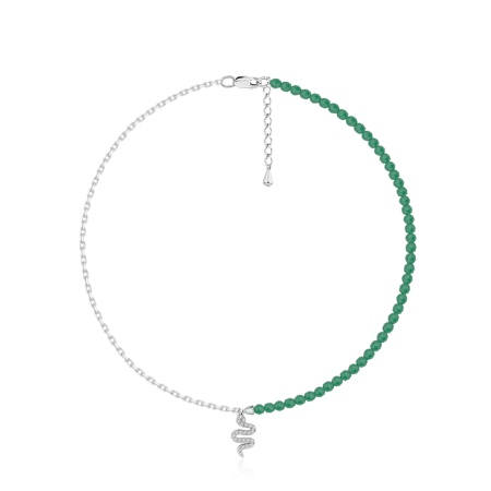 Купить оптом колье из серебра с фианитами и агатами 8340395649-16-40-60 от Krasnoe