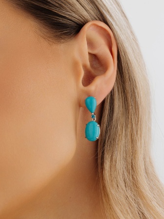 Купить оптом серьги из серебра с ситаллами и бирюзой 2340311434-78 от Krasnoe