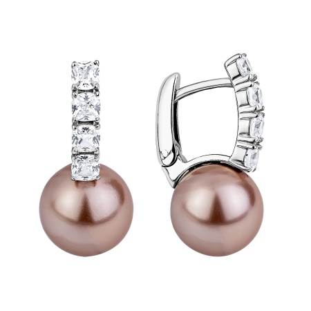 Купить оптом серьги из серебра с жемчугами и фианитами 2340241577-43 от Krasnoe