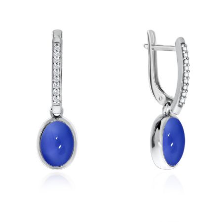 Купить оптом серьги из серебра с халцедонами и фианитами 2340600375л-82 от Krasnoe