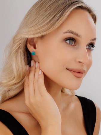 Купить оптом пусеты из серебра с турмалин синт.ами 2340081912-1-78 от Krasnoe