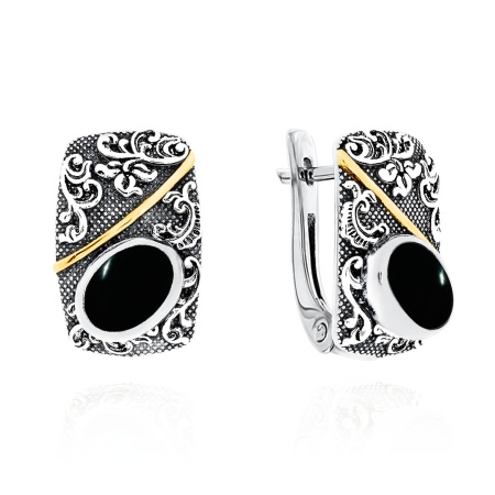 Купить оптом серьги из серебра с обсидианами 2317321367-20 от Krasnoe