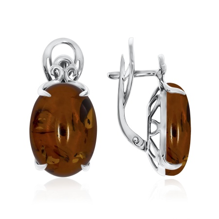 Купить оптом серьги из серебра с янтарём 2340480112 от Krasnoe