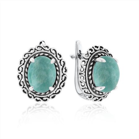 Купить оптом серьги из серебра с амазонитами 2310372113 от Krasnoe