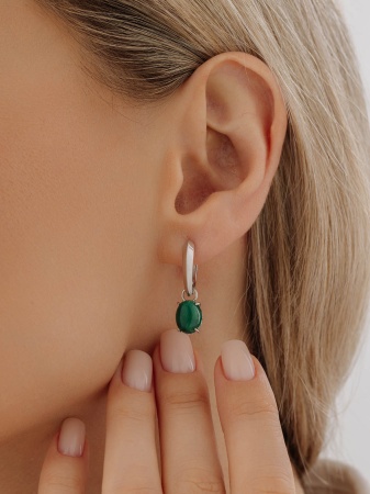 Купить оптом серьги из серебра с малахитами 2340380901 от Krasnoe