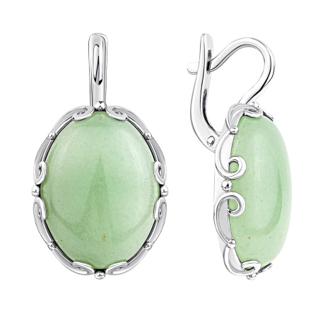 Купить оптом серьги из серебра с авантюринами 2340365048-1 от Krasnoe