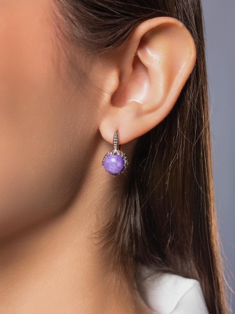 Купить оптом серьги из серебра с чароитами 2340465174 от Krasnoe