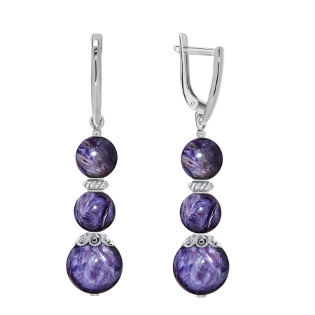 Купить оптом серьги из серебра с чароитами 2340460317 от Krasnoe