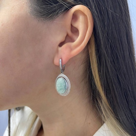 Купить оптом серьги из серебра с амазонитами 2340370966 от Krasnoe