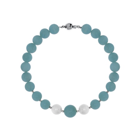 Купить оптом браслет из серебра с жемчугами и амазонитами 4340376103-1-18 от Krasnoe