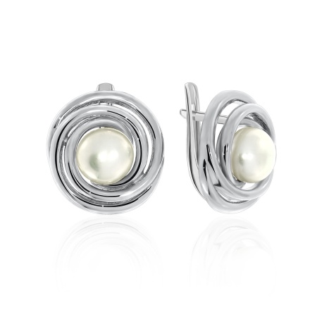 Купить оптом серьги из серебра с жемчугами 2340050844 от Krasnoe