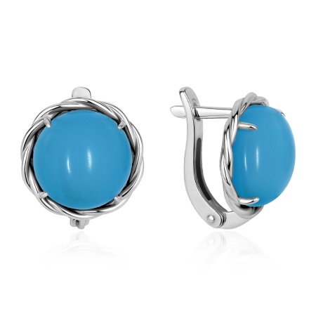 Купить оптом серьги из серебра с бирюзой 2340Б26337 от Krasnoe
