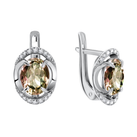 Купить оптом серьги из серебра с кристалл ювелирныйами и фианитами 2340290138-98 от Krasnoe