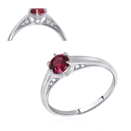 Купить оптом кольцо из серебра с натуральным корундом и фианитами 1340160245-37 от Krasnoe