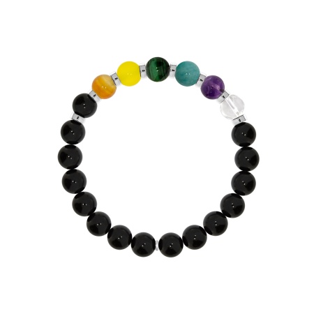 Купить оптом браслет из серебра с аметистом, малахитами, хрусталём, амазонитами и агатами 4340876439-18 от Krasnoe